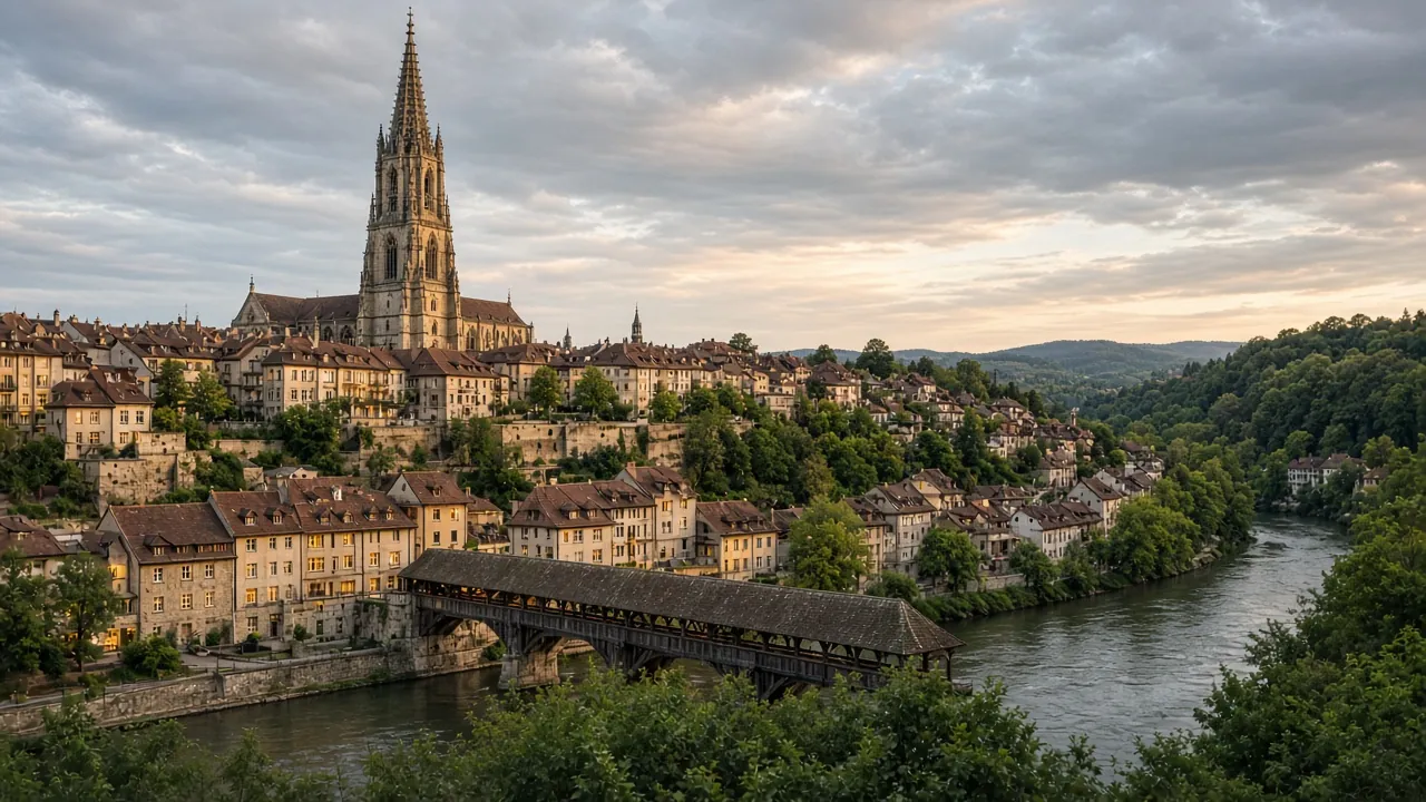 Vieille ville de Fribourg au bord de la Sarine